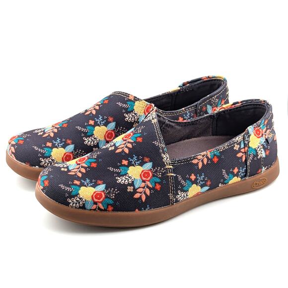 Chaco Ionia Canvas Loafers Womens 7.5 Navy Floral Slip On Sneakers Boho Cottage - Picture 5 of 9